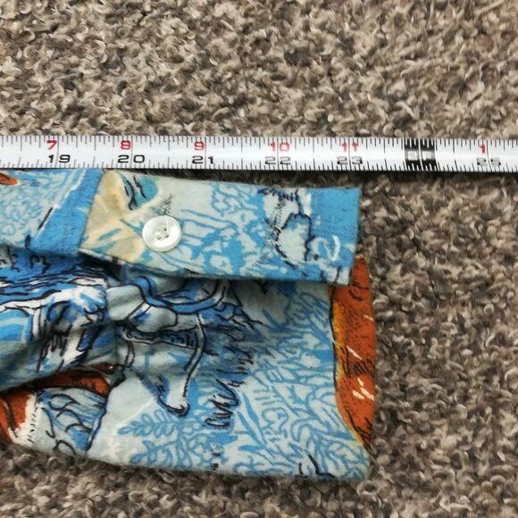 Vintage 60s 70s Flannel Shirt All Over Deer Print Permanent Press Mens Small - Picture 7 of 9